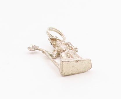 925 Sterling Silver  Vintage Sculpted Knight Armor With Axe Pendant  PT21294