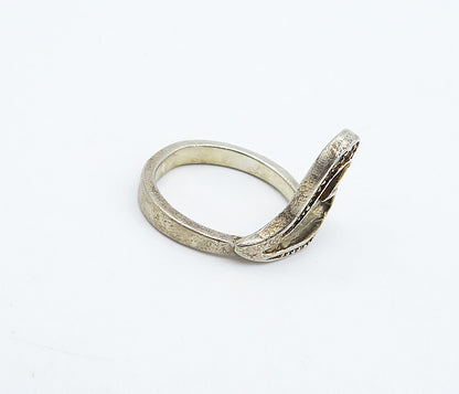 925 Sterling Silver  Vintage Topaz Open Love Heart Band Ring Sz 9  RG4897