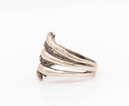 925 Sterling Silver Vintage Ring Dark Tone Bypass Diving Dolphins  Sz 9  RG33057