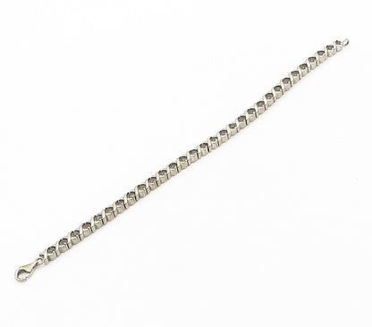 925 Sterling Silver  Vintage Genuine Black Diamonds XO Chain Bracelet  BT6464