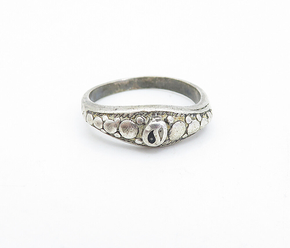 925 Sterling Silver  Vintage Thin Circle Pattern Band Ring Sz 6.5  RG3724