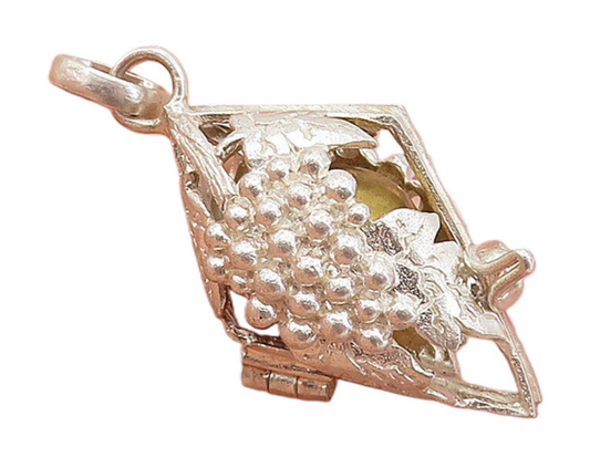 925 Sterling Silver  Vintage Grape Vine Caged Sphere Pendant (OPENS)  PT5963
