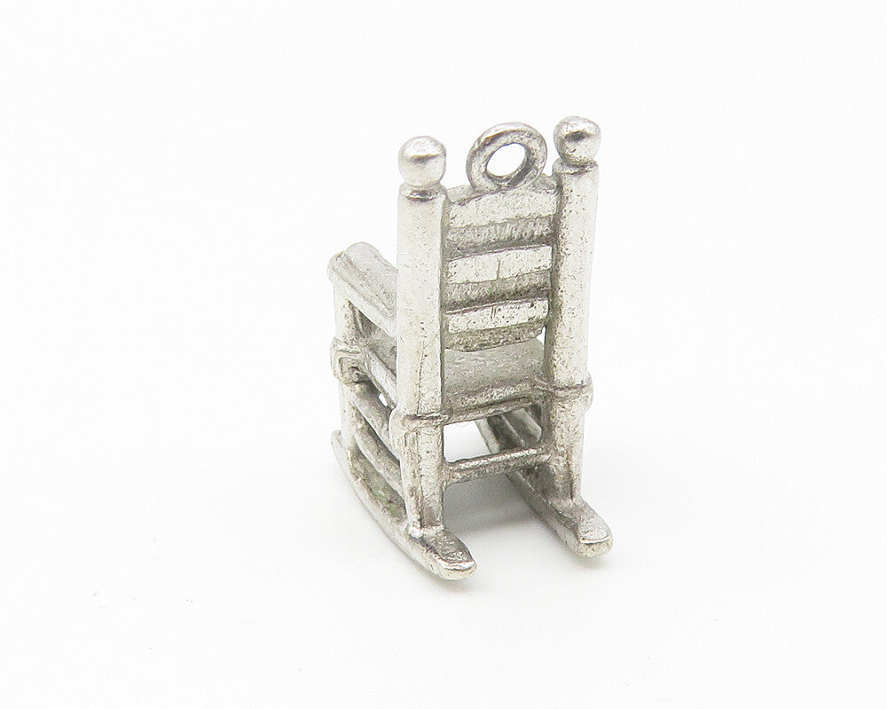 925 Sterling Silver  Vintage Shiny Petite Rocking Chair Motif Pendant  PT9079
