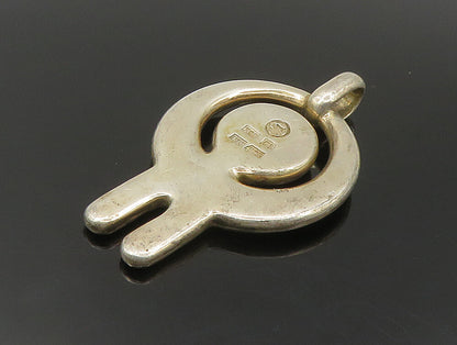 925 Sterling Silver  Vintage Shiny Modernist Etched Face Pendant  PT19926