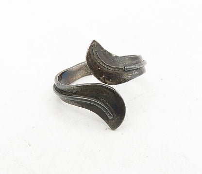 TAXCO MEXICO 925 Silver   Vintage Dark Tone Bypass Band Ring Sz 6.5  RG9207