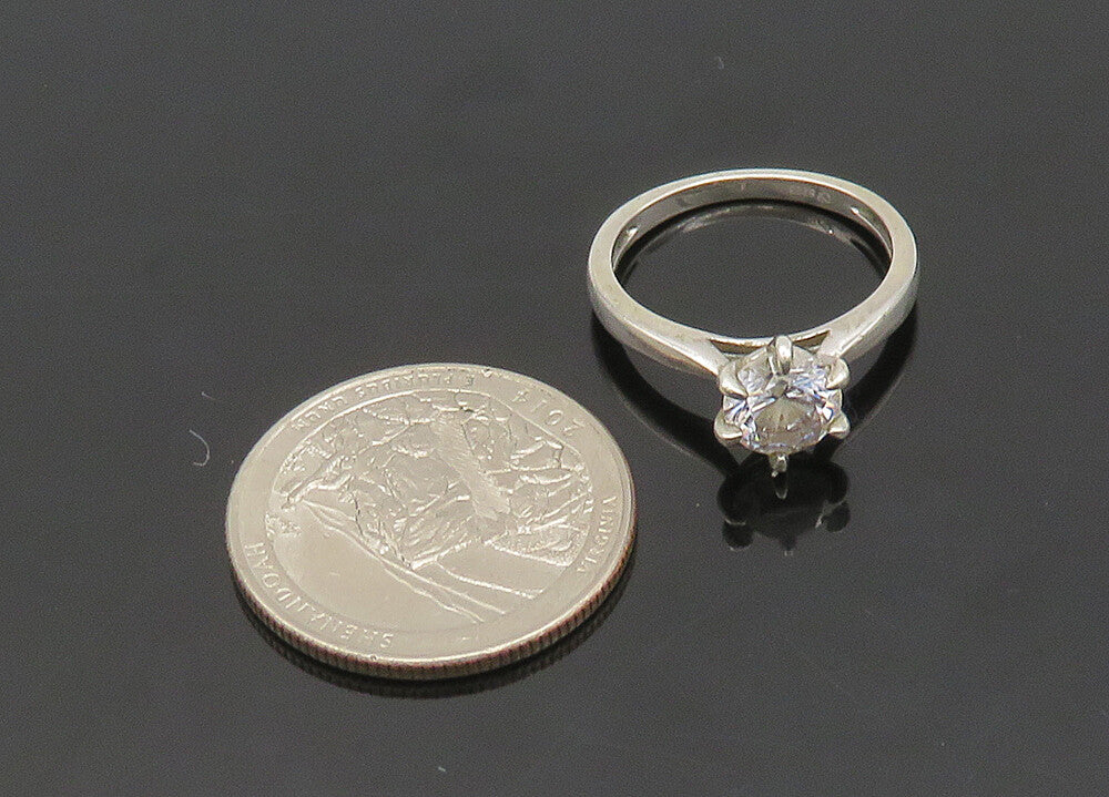 925 Sterling Silver  Vintage Cubic Zirconia Solitaire Ring Sz 6.5  RG20998