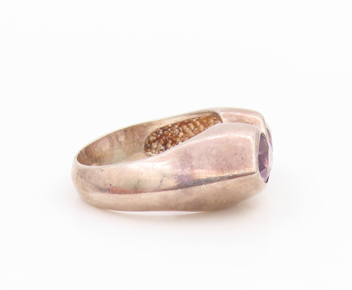 925 Sterling Silver Vintage Ring Classic Pear Cut Amethyst Band  Sz 6.5  RG35724