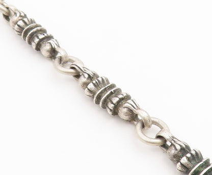 925 Sterling Silver Vintage Necklace MEXICO Barrel Link Long Chain HEAVY  NE4893