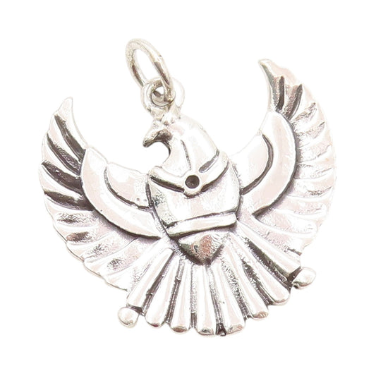 925 Sterling Silver Vintage Pendant Flying Carved US Eagle  PT24180
