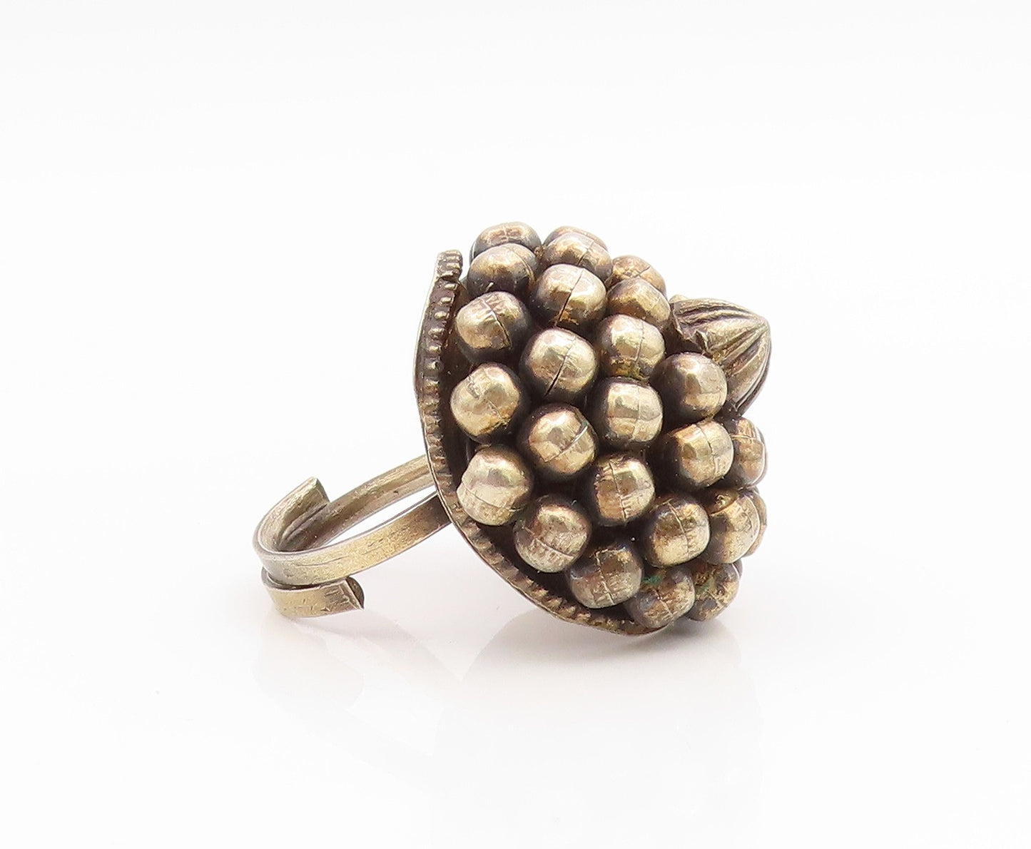 925 Sterling Silver Vintage Ring Classic Caviar Bead Dome Band  Sz 6.5  RG35159
