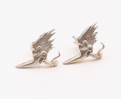 925 Sterling Silver  Vintage Cartoon Figure With Flowing Hair Cufflinks TR3333