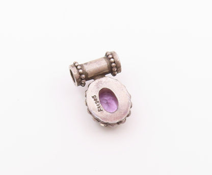 925 Sterling Silver  Vintage Amethyst Bubble Trim Slide Pendant  PT16430