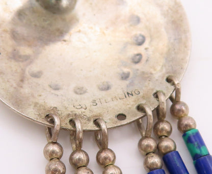 925 Sterling Silver Vintage Earrings SOUTHWESTERN Beaded Concho Dangles EG13732