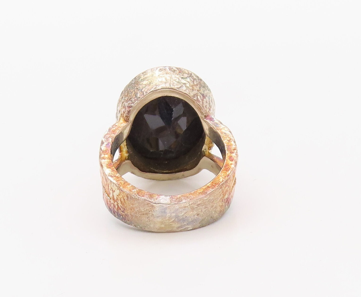 925 Sterling Silver Vintage Ring Solid Crush Carved Oval Onyx  Sz 6  RG30761