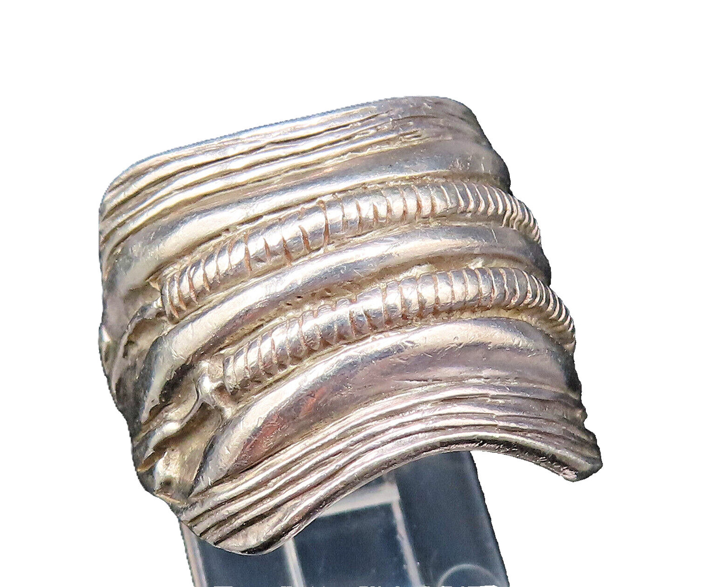 925 Sterling Silver  Vintage Unique Spiral Wire Inward Ring Sz 7.5  RG25433