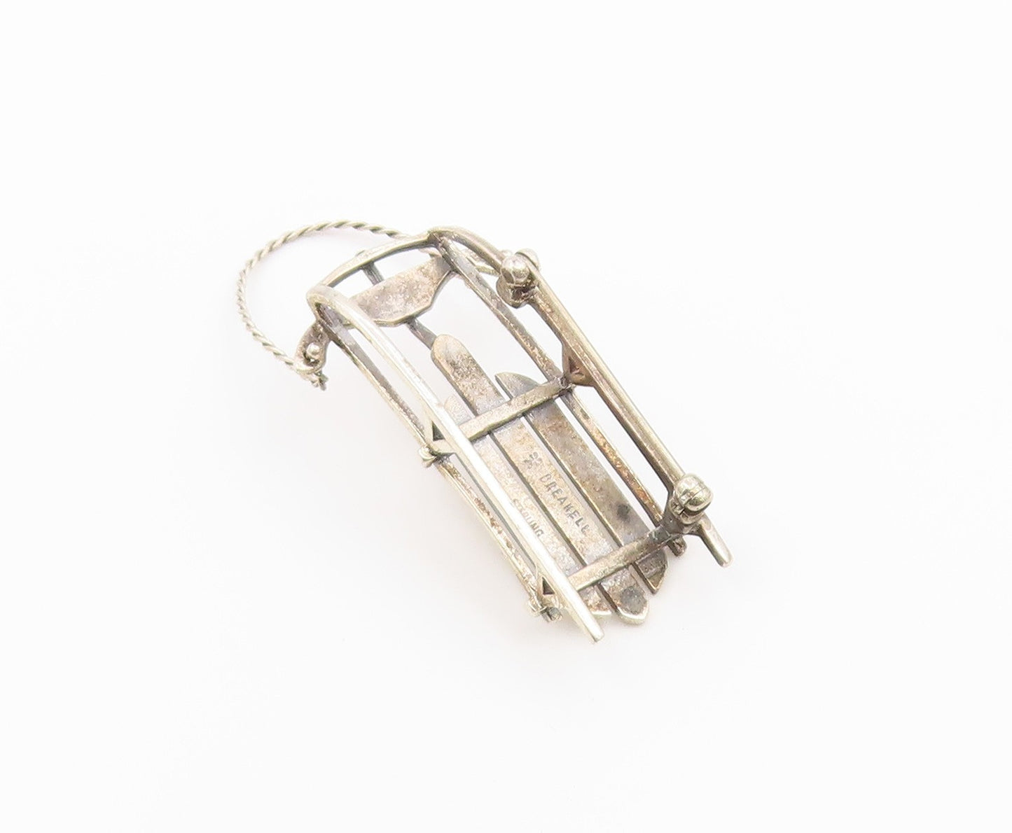 925 Sterling Silver Vintage Brooch Pin JH BREAKELL Classic Winter Sled  BP12623
