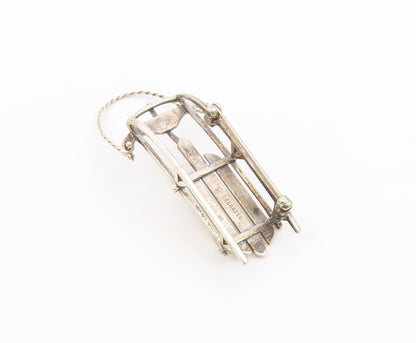 925 Sterling Silver Vintage Brooch Pin JH BREAKELL Classic Winter Sled  BP12623
