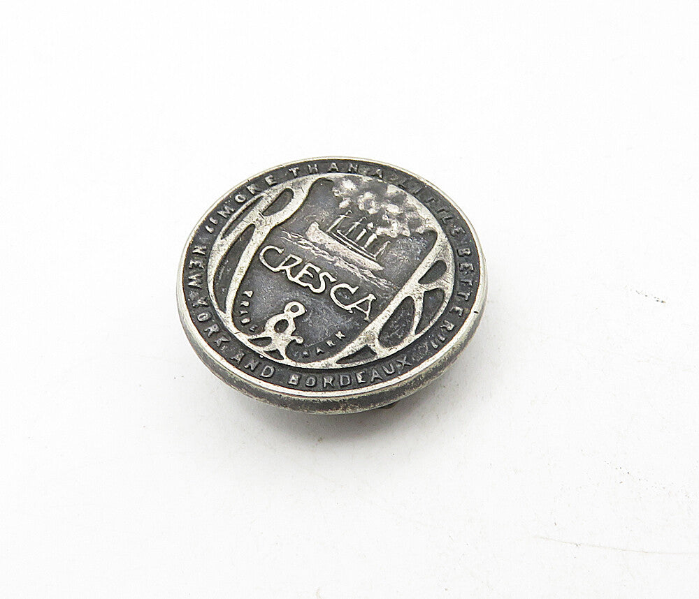 925 Sterling Silver  Vintage Petite Oxidized Cresca Round Tie Clip  TR1511