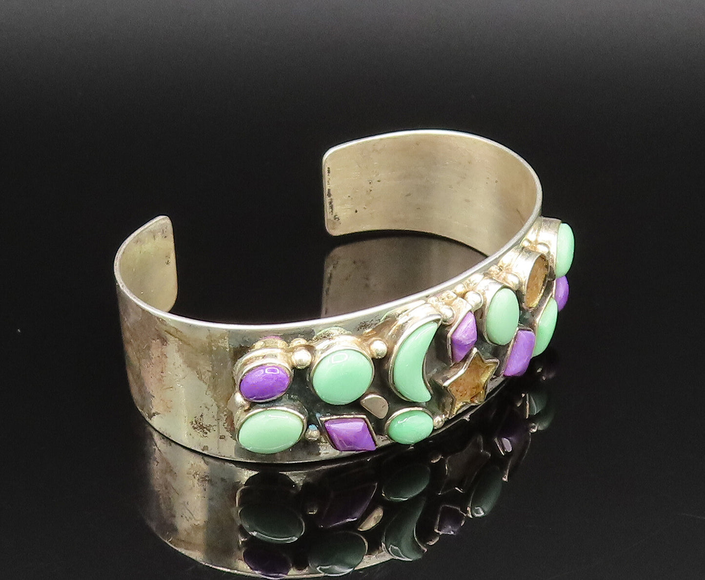 DTR JAY KING 925 Silver  Vintage Aventurine & Charoite Shapes Bracelet  BT9572