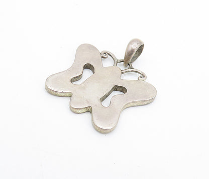 925 Sterling Silver  Vintage Mother Of Pearl Butterfly Motif Pendant  PT5767
