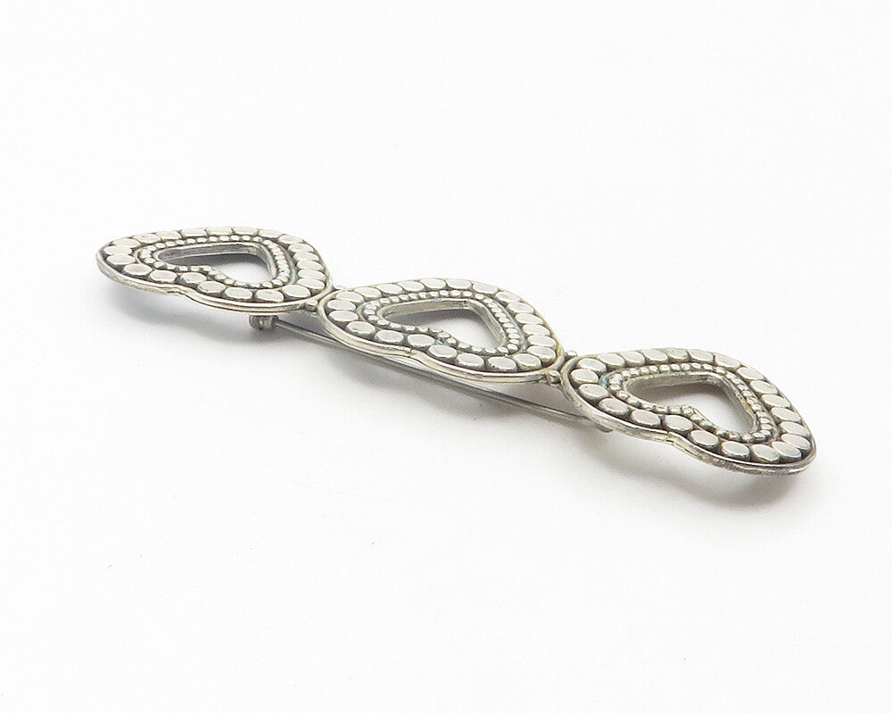 925 Sterling Silver  Vintage Circle Pattern Open Love Heart Brooch Pin  BP4390