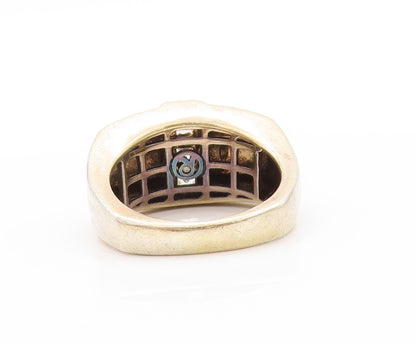925 Sterling Silver Vintage Ring Gold Plated Square Cut CZ  Sz 8  RG32866