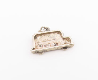 925 Sterling Silver  Vintage Happy Students On School Bus Pendant  PT19739