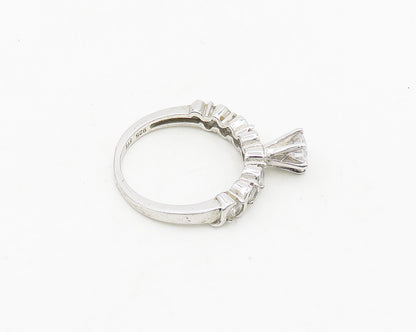 925 Sterling Silver  Cubic Zirconia Solitaire With Accents Ring Sz 8  RG18670