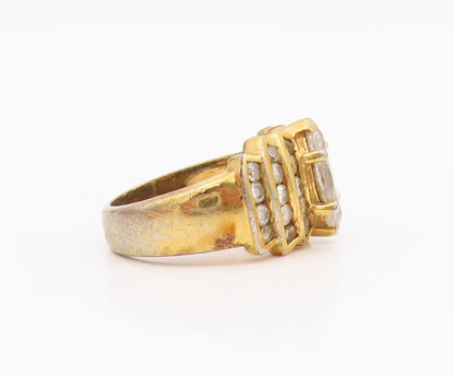 925 Sterling Silver Vintage Ring Gold Plated Marquise & Round CZ  Sz 8  RG33064
