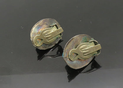MIDDLE EAST 925 Silver  Vintage Turquoise Scarab Non Pierce Earrings  EG10791