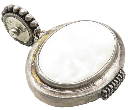 ESPO 925 Sterling Silver  Vintage Mother Of Pearl Dark Tone Pendant  PT7229