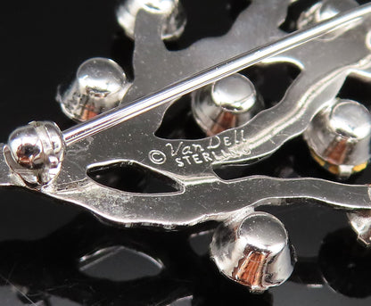 VAN DELL 925 Silver  Vintage Multi Rhinestone Tree Branch Brooch Pin  BP9791