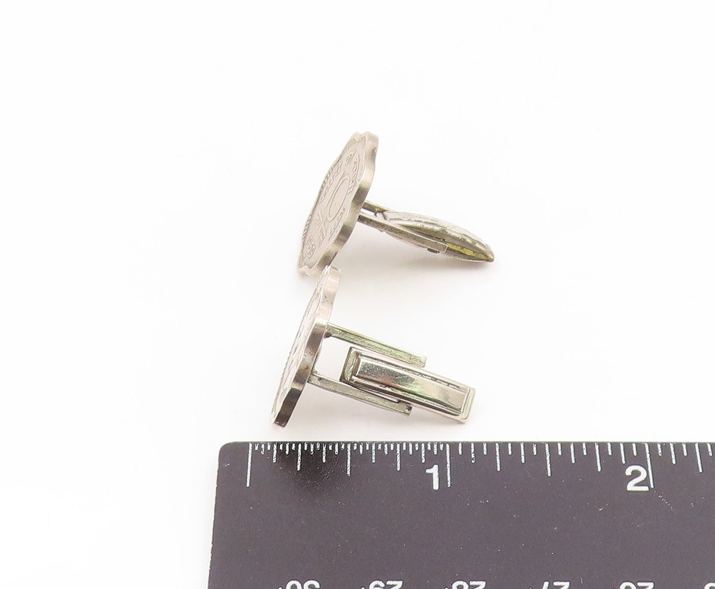 925 Sterling Silver Vintage Cufflinks Indian Ashoka Lion 10 Paisa Coin  TR4202