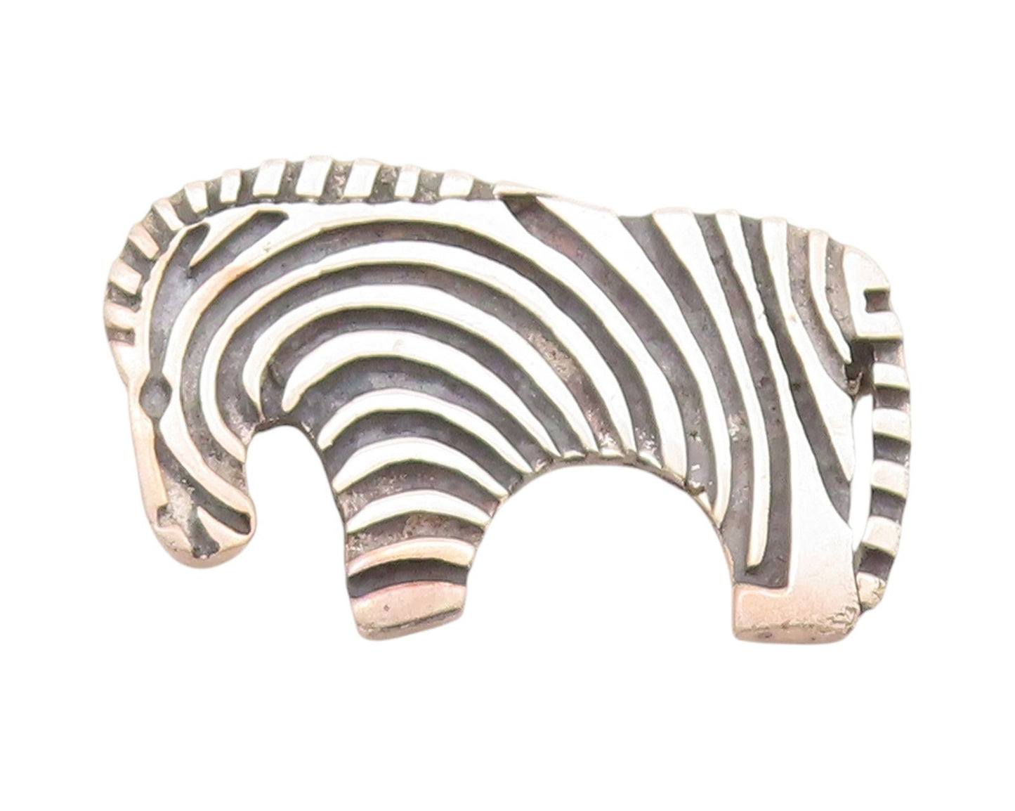 925 Sterling Silver Vintage Brooch Designer Stripes Grooved Zebra  BP11691
