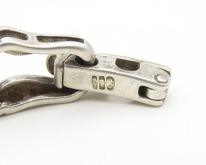 925 Sterling Silver  Vintage Shiny Smooth Cutout Bar Chain Bracelet  BT7163