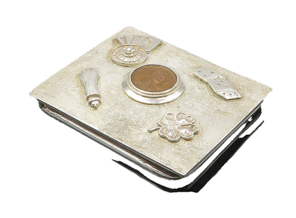 925 Sterling Silver  Vintage Penny Card Deck Clover Dice Money Clip  TR1524