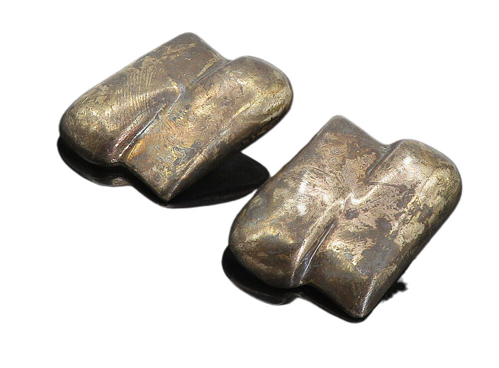 MEXICO 925 Sterling Silver  Vintage Oxidized Hollow Non Pierce Earrings EG4242