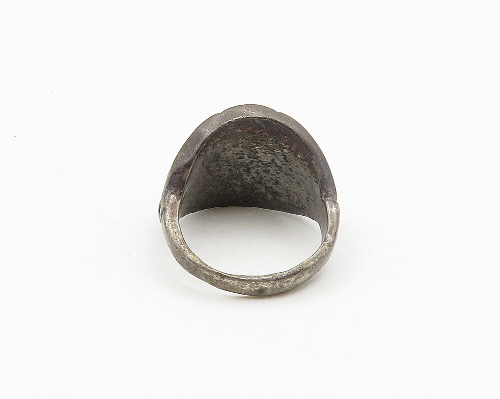 925 Sterling Silver Vintage Antique Turquoise Band Ring Sz 6.5 RG18715