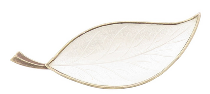 925 Sterling Silver Vintage Brooch DENMARK White Enameled Leaf  BP11574