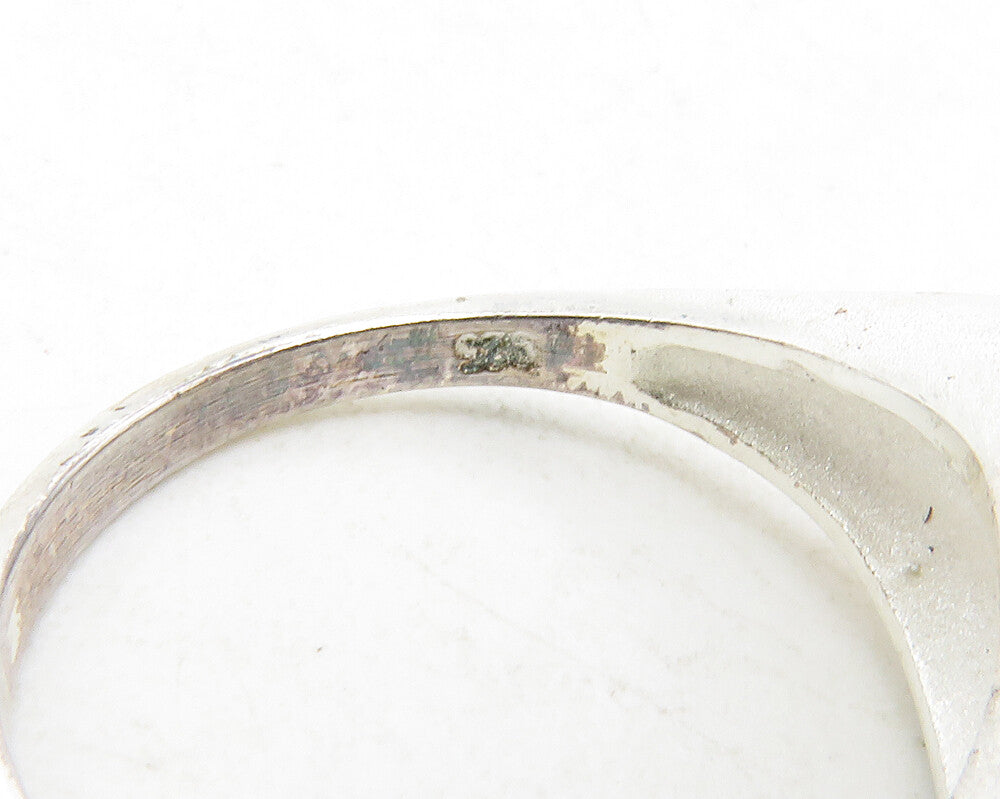925 Sterling Silver  Vintage Shiny Sculpted Matte Band Ring Sz 6.5  RG13174
