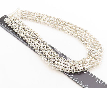 925 Sterling Silver  Polished Chunky Round Link 4 Row Chain Necklace  NE1480