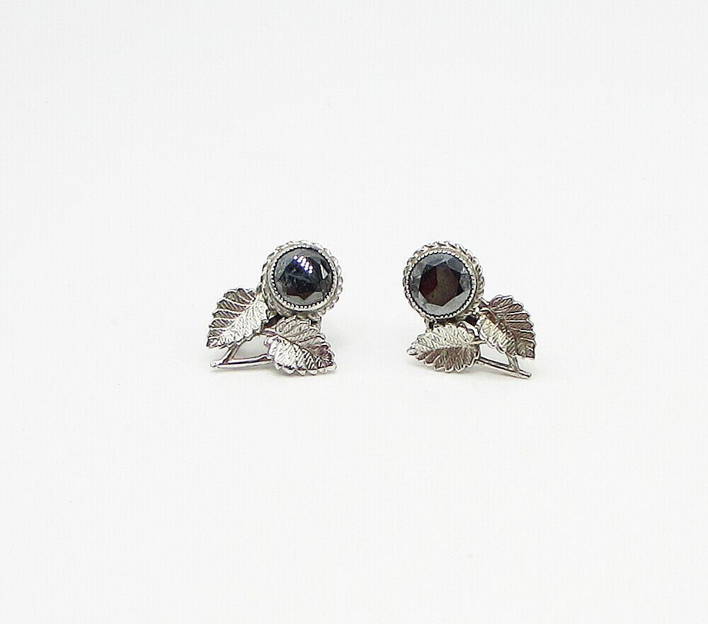 DANECRAFT 925 Silver  Vintage Hematite Non Pierced Screw Back Earrings  EG1946