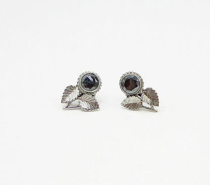 DANECRAFT 925 Silver  Vintage Hematite Non Pierced Screw Back Earrings  EG1946