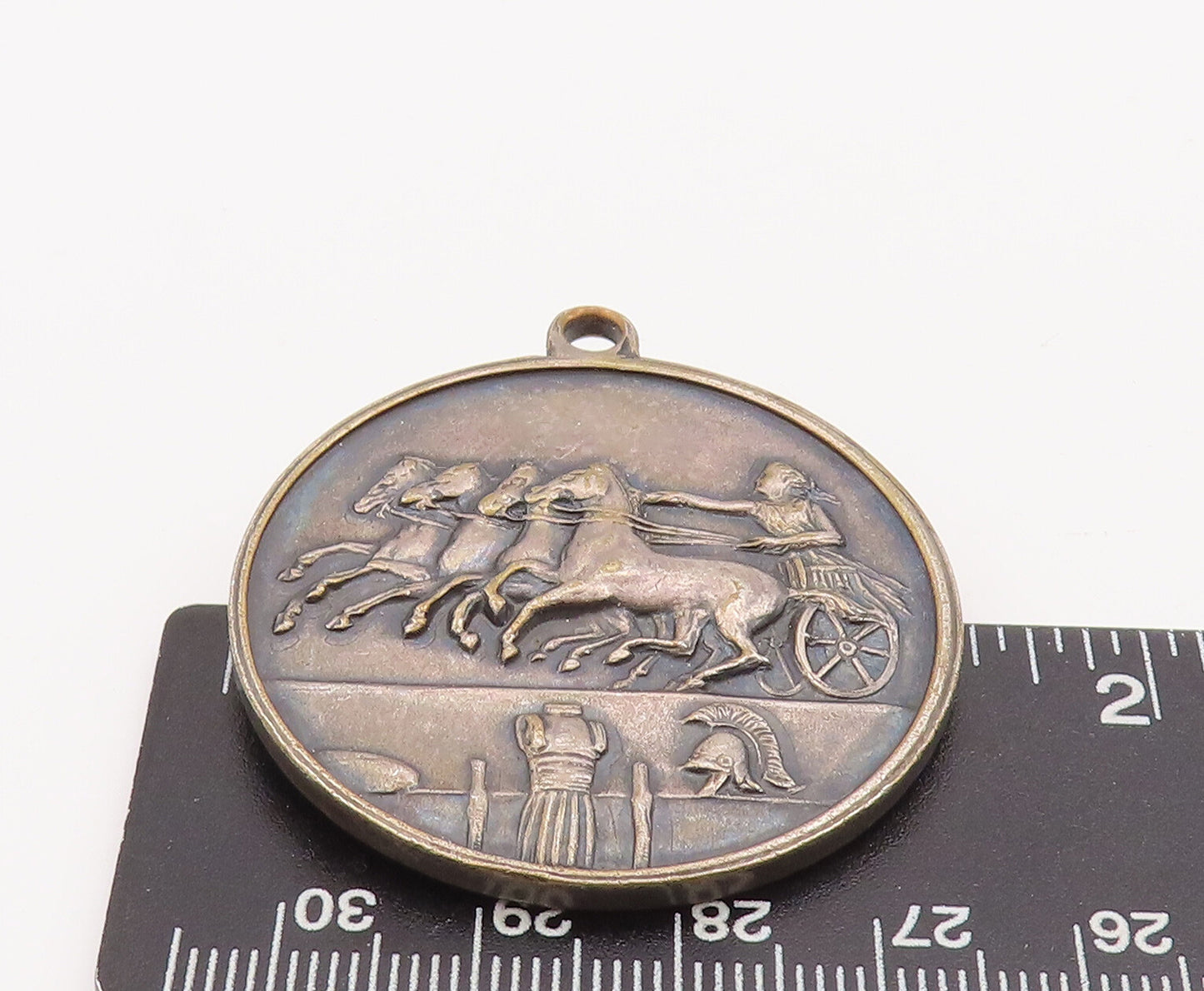 925 Sterling Silver Vintage Pendant Ancient Greek Carved Roman Man Coin  PT23129