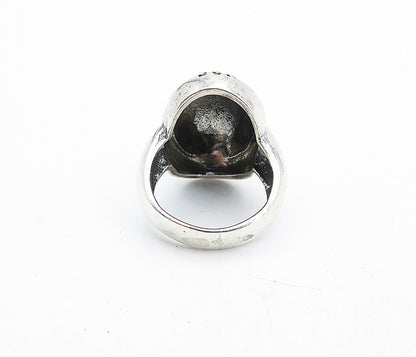 DESIGNER 925 Silver  Vintage Dark Tone Etched Oval Dome Band Ring Sz 6  RG4691