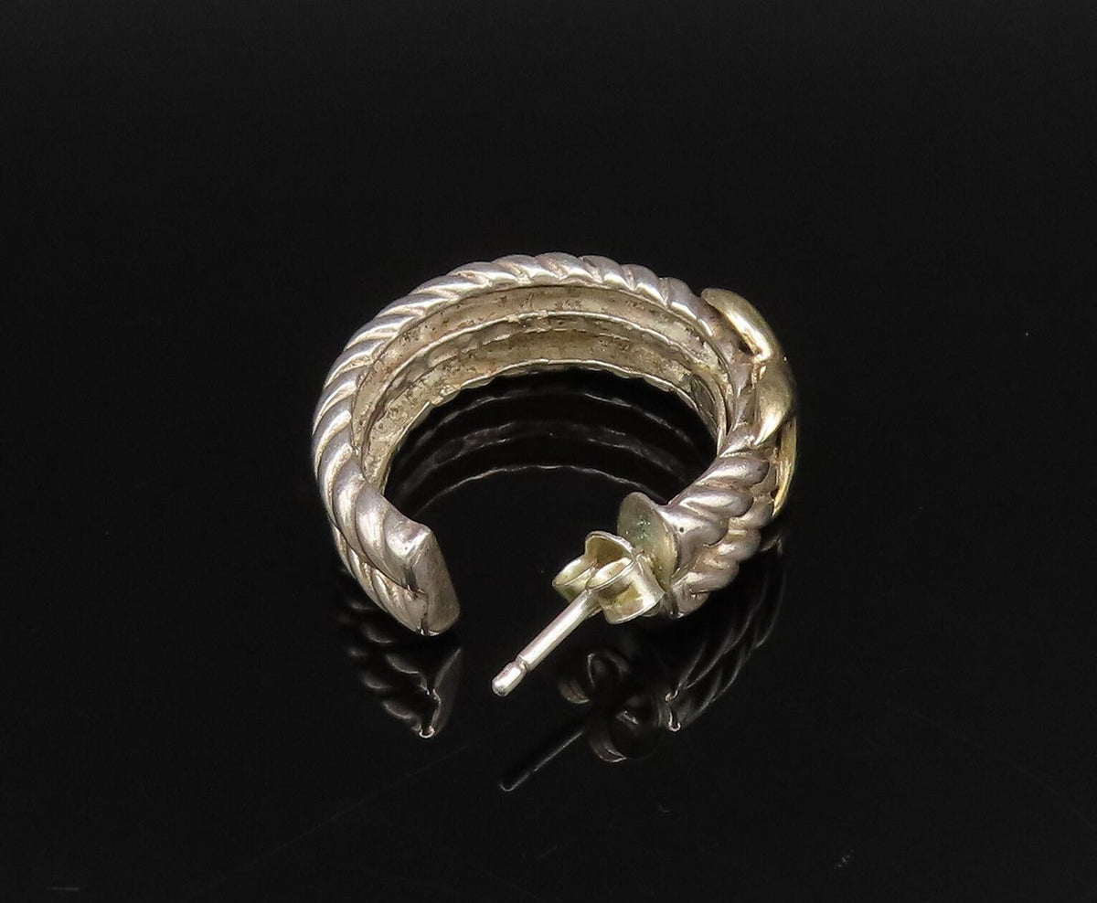DESIGNER 14K GOLD & 925 Silver  Vintage Two Tone Singles Lot Earrings  EG12087