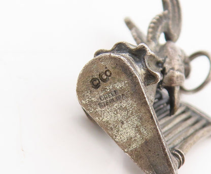 925 Sterling Silver Vintage Pendant CREED 3D Angel Playing Harp Charm  PT25353