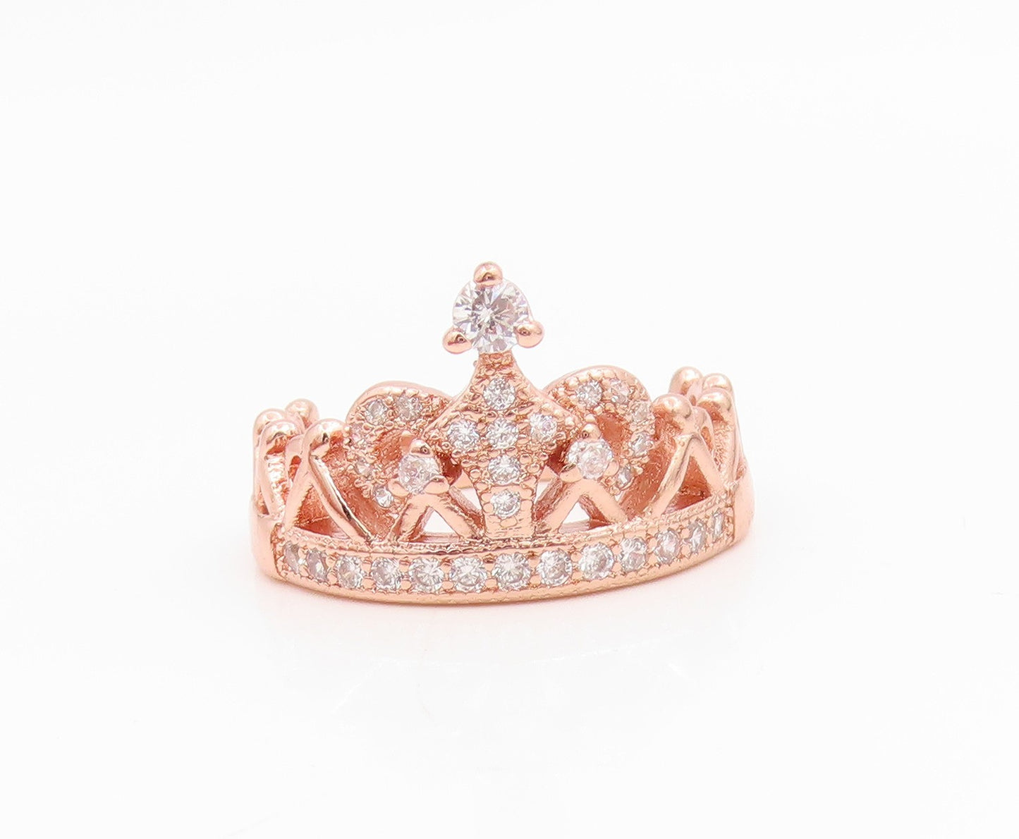 925 Sterling Silver Vintage Ring Gold Plated Topaz Princess Crown  Sz 7  RG35327