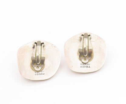 925 Sterling Silver Vintage Earrings MEXICO Solid Modernist Dome Style  EG13674