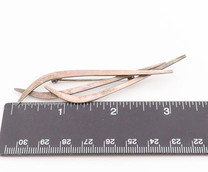 925 Sterling Silver Vintage Brooch Pin Modernist Sculptural Ribbon Wave  BP12614